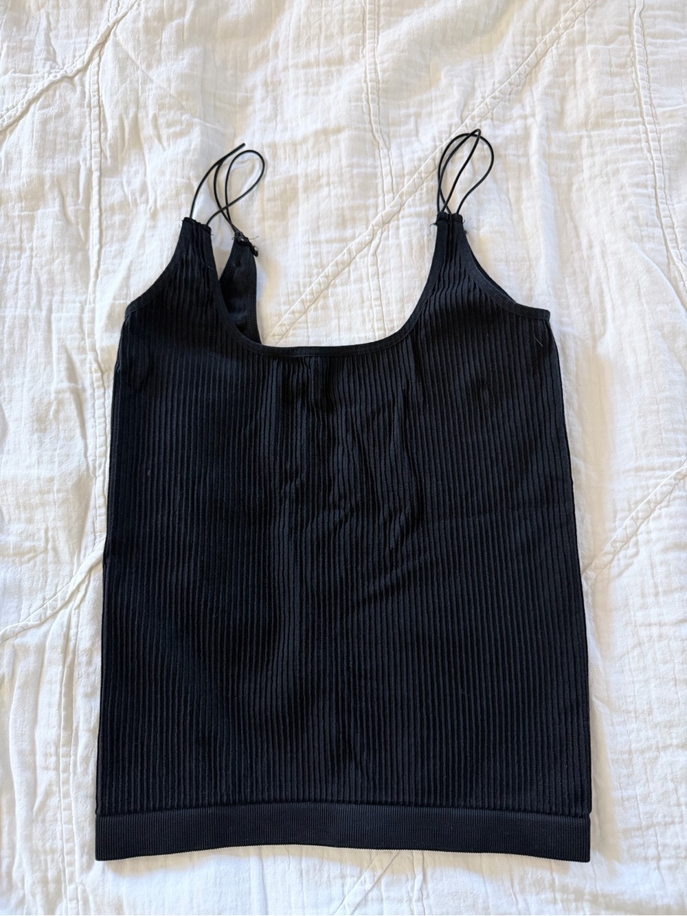 RD Style Black Ribbed Double-Strap Tank Top